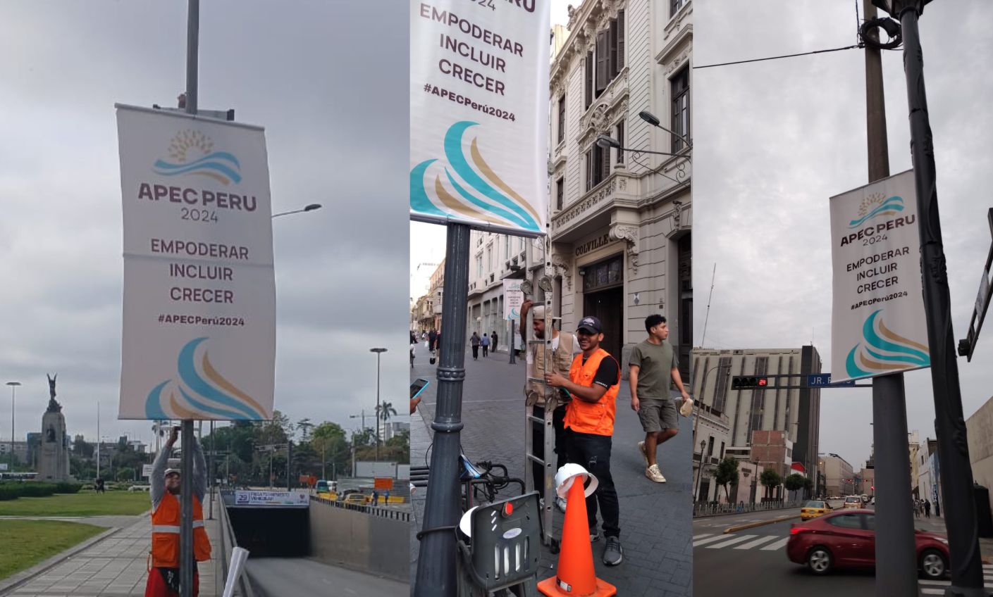 Instalación de posteras para APEC